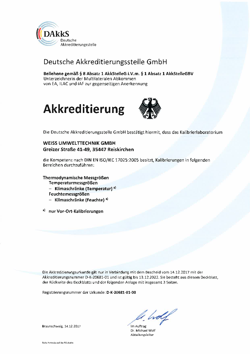 Download: Akkreditierungsurkunde DAkkS WUT Download: Akkreditierungsurkunde DAkkS WUT
